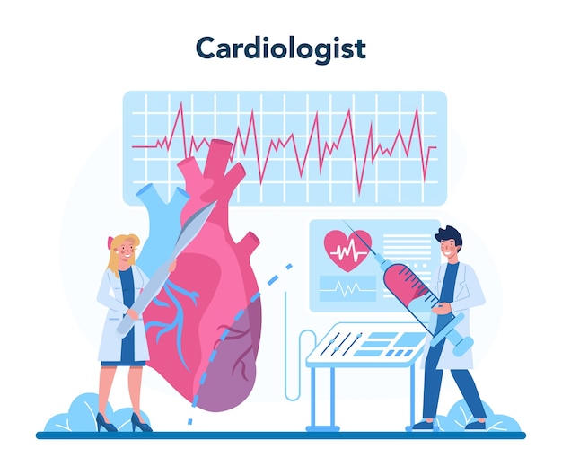 Vector cardiologist concept illustration in cartoon style