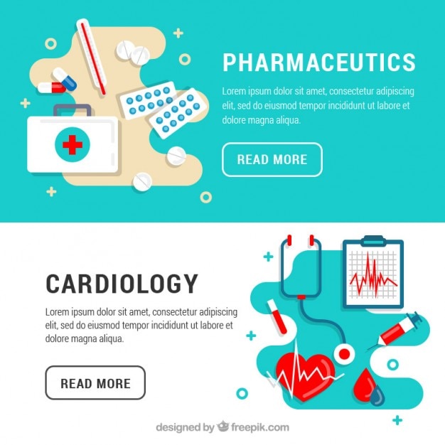 Вектор Кардиология и фармацевтике баннеры