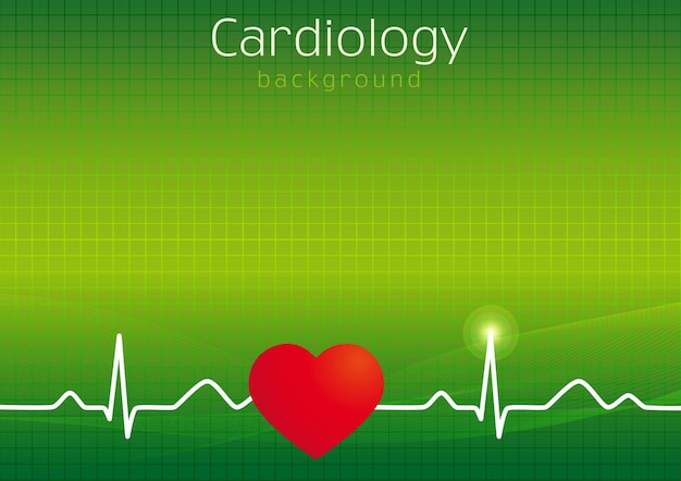녹색 배경 벡터 일러스트 레이 션을 통해 심장 디자인입니다. 의료 폴더 배경입니다. 외래환자 C
