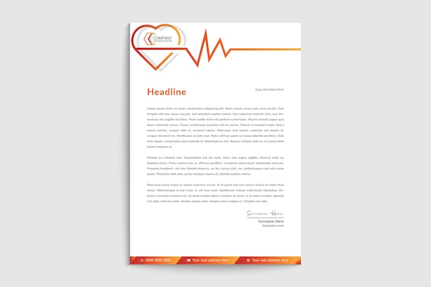 Vector cardiology letterhead design