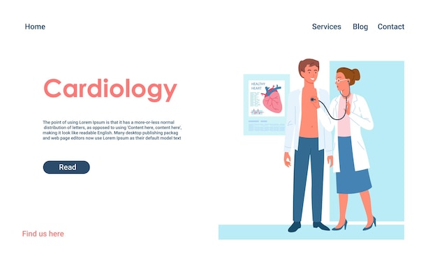 Vector cardiology medicine appointment vector illustration. cartoon doctor cardiologist woman