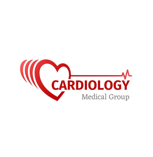 Vector cardiology medicine icon of heart with pulse