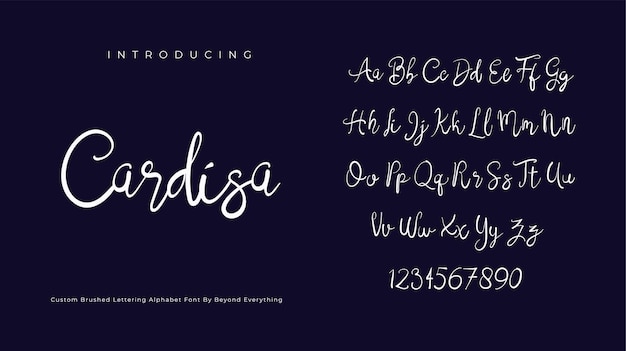 Cardisa signature font script brushed alphabet