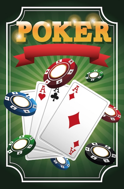 Cards of poker and chips icon