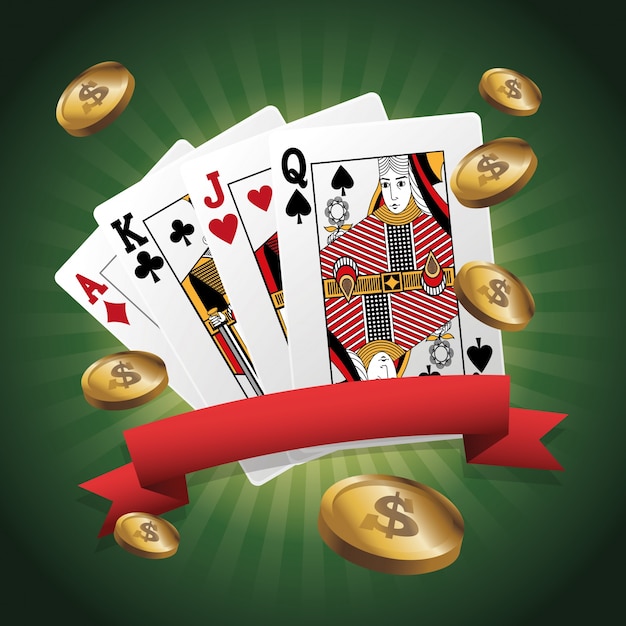 Carte da poker e monete icona