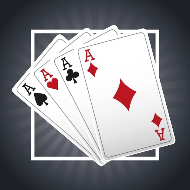 Vector cards of poker inside frame icon