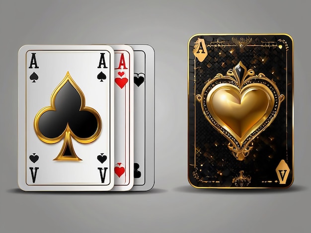Cards Set of golden aces for playing cards Golden hearts spades diamonds club cards sign