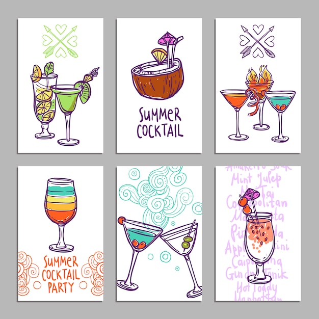 Cards with cocktails