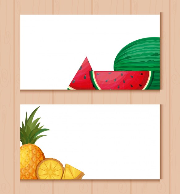 Cards with watermelons and pineapples