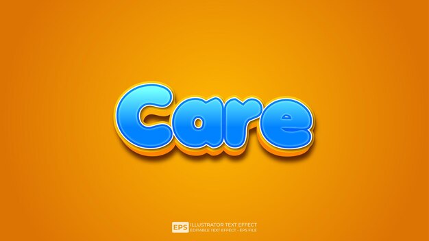 Care 3d editable text effect font