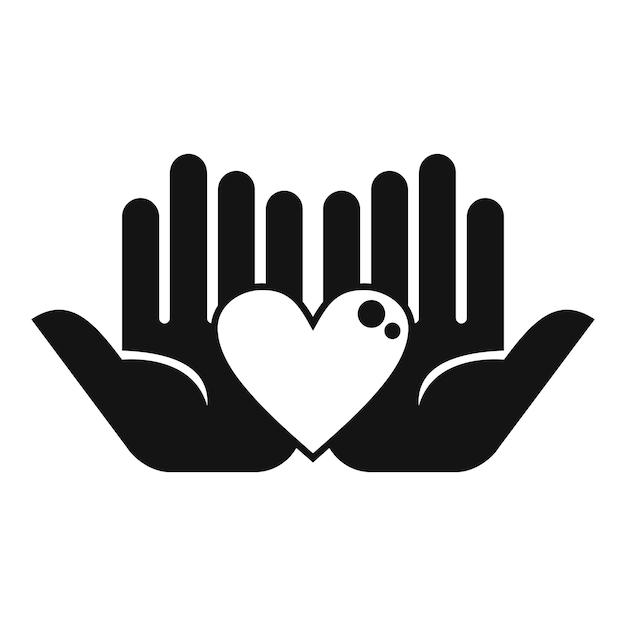 Care hands support with love icon simple vector people donation