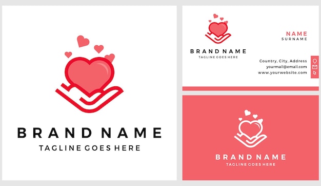 Care heart logo with business card design