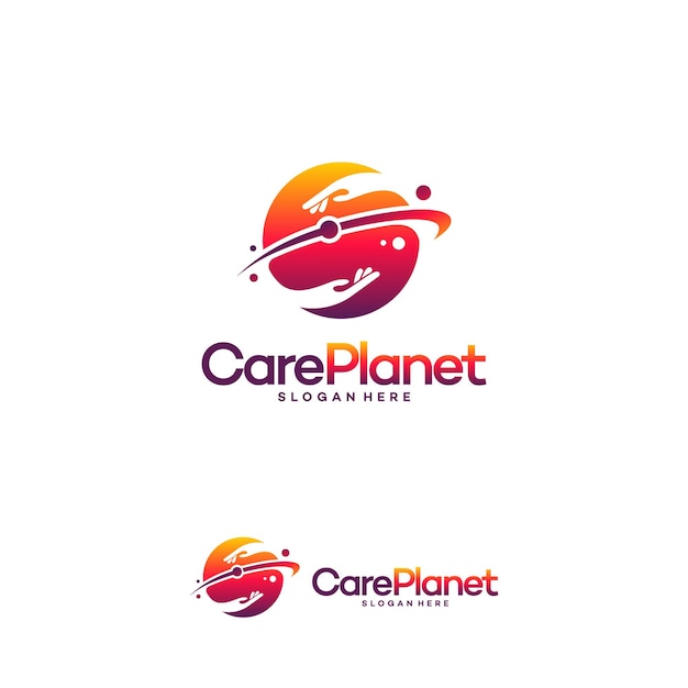 Вектор дизайна логотипа care planet, шаблон логотипа care place