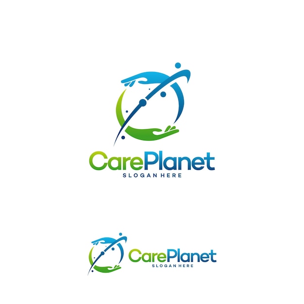 Вектор дизайна логотипа Care Planet, шаблон логотипа Care Place