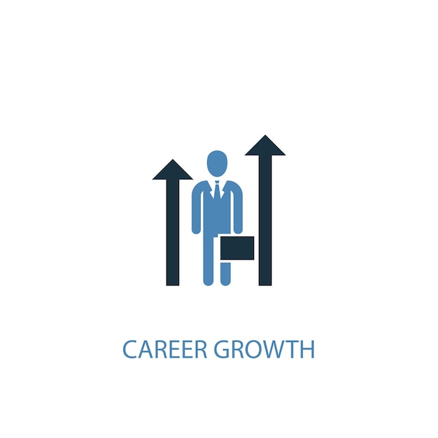 Концепция роста карьеры 2 цветной значок. Простой синий элемент иллюстрации. дизайн символа концепции карьерного роста. Может использоваться для веб- и мобильных UI / UX