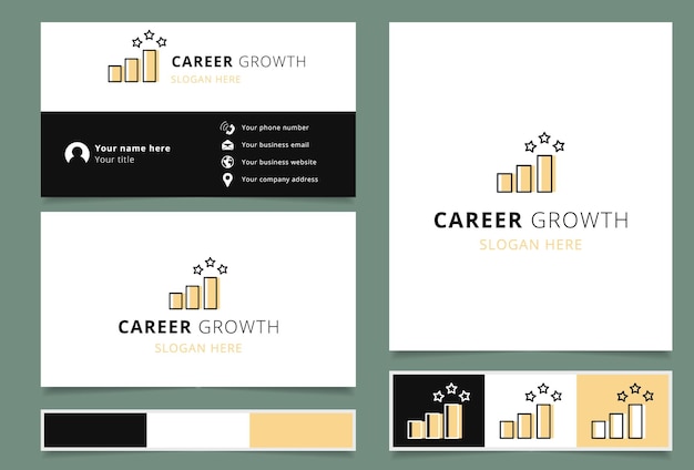 Career growth logo design with editable slogan Business card and branding book template