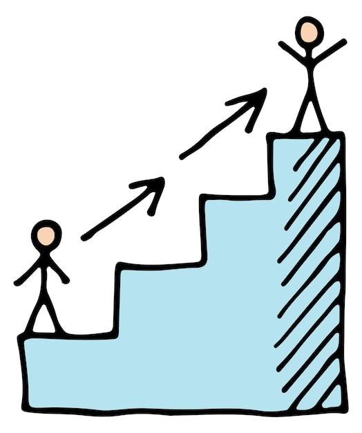 Career ladder doodle Success steps color icon