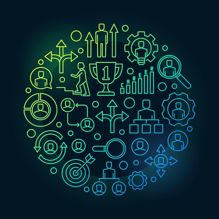 Vector career opportunities colored vector round outline illustration