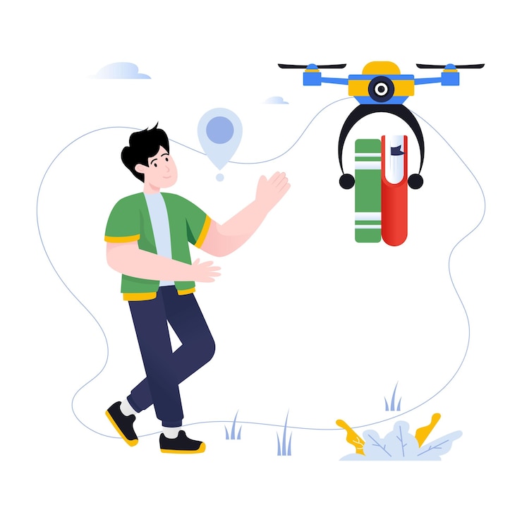 Vector carefully crafted flat illustration of educational drone