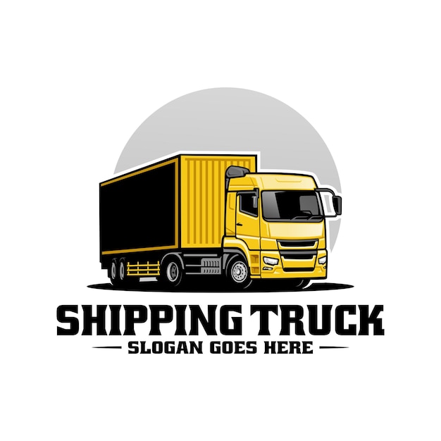 貨物と配送トラックのイラストのロゴ