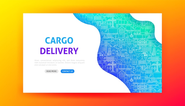 Vector cargo delivery landing page vector illustration of outline design