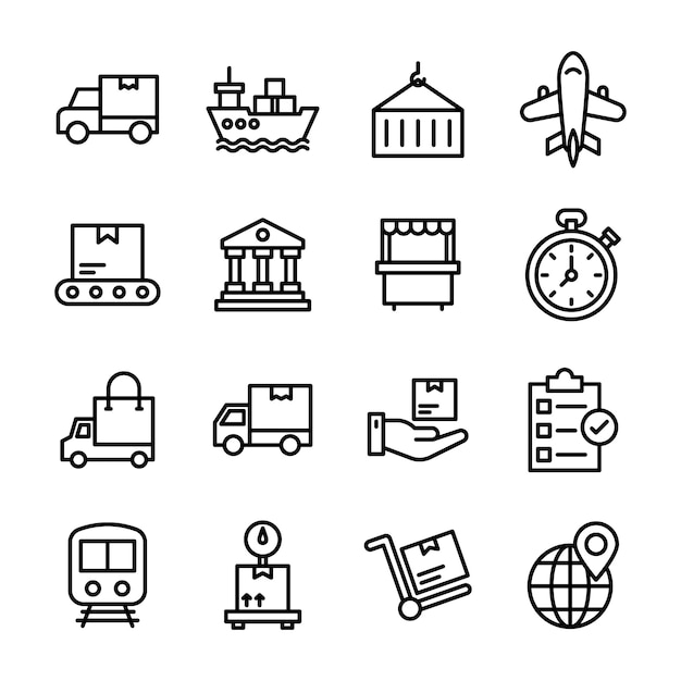 Cargo Delivery Line Icon Pack