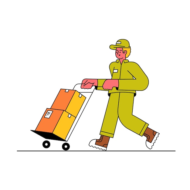 Vector cargo delivery man flat icon