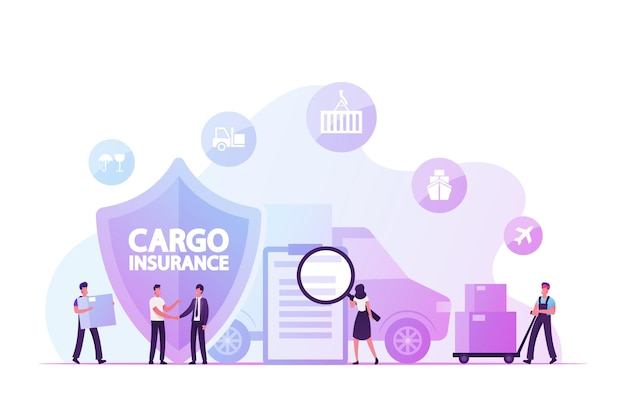 Cargo Insurance, Guaranty of Delivery Concept. Cartoon Flat Illustration