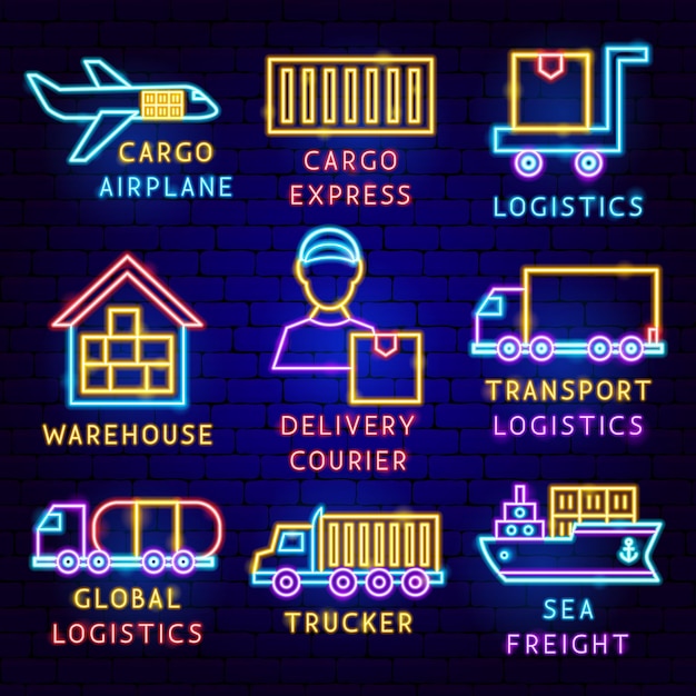 Cargo label set vector illustration of logistics promotion