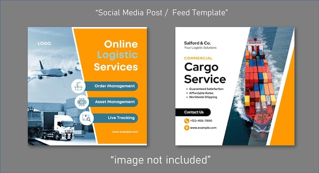 Vector cargo logistic service social media post template