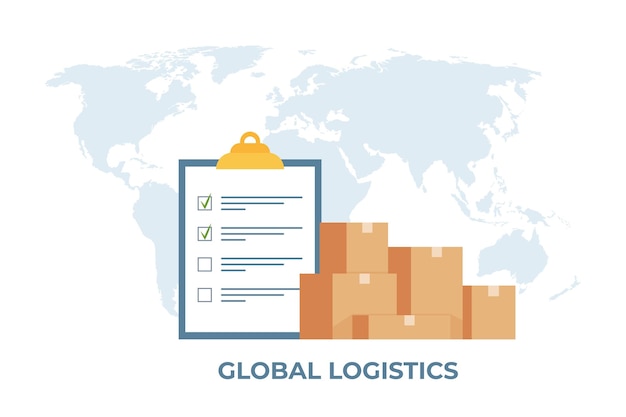Cargo logistiek transportconcept wereldwijd logistiek netwerk klembord met checklist