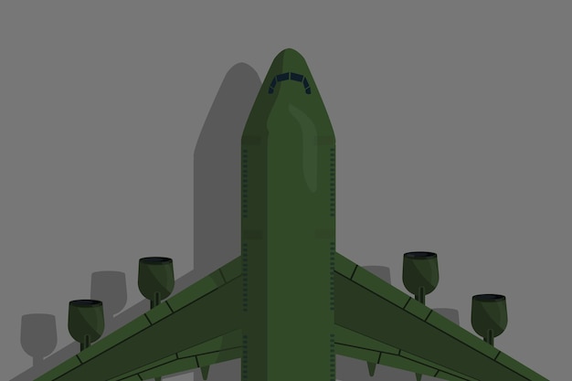 벡터 공항에서 지상에 녹색 색상의 화물 군용 항공기