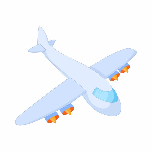 Cargo plane icon in cartoon style on a white background