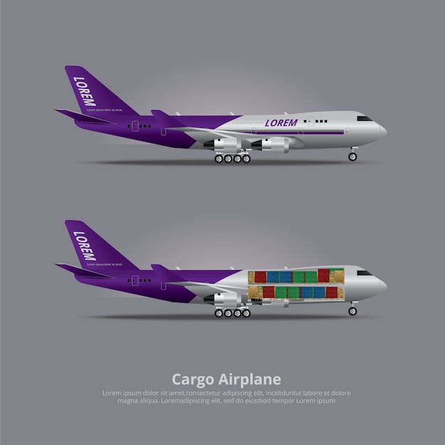 Cargo ship Airplane Isolated Vector Illustration 