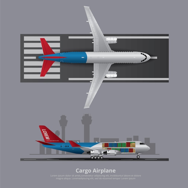 Cargo ship airplane isolated vector illustration