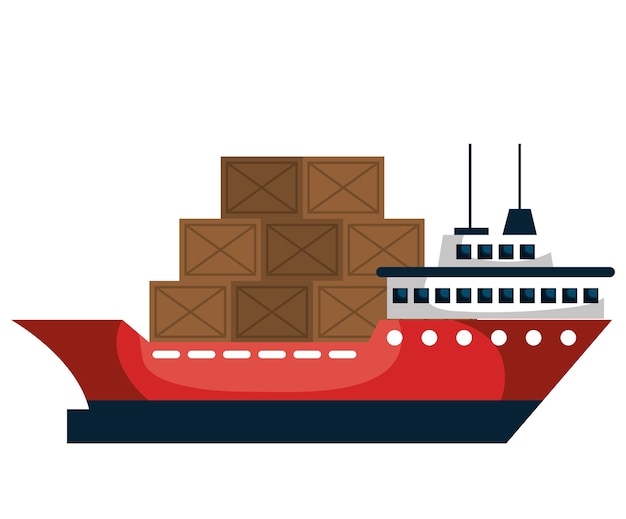 Vettore progettazione dell'illustrazione di vettore di servizio di consegna della nave da carico