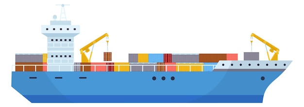 Vector cargo ship icon sea freight container transport