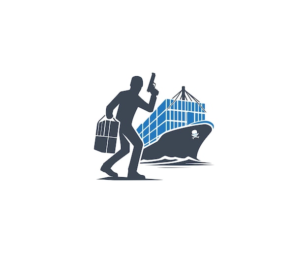 Cargo ship icon Theft of goods Bandit logo