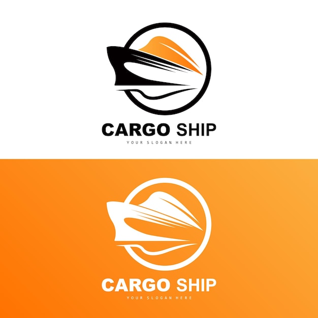 貨物船のロゴ 高速貨物船ベクトル 船舶製造会社のヨット デザイン 水路 セーリング 船舶 輸送 物流