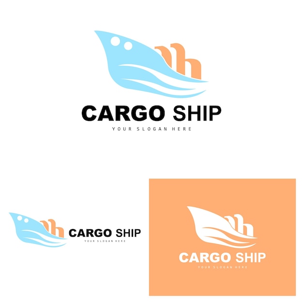 Cargo Ship Logo Fast Cargo Ship Vector Sailboat Design For Ship Manufacturing Company Waterway Sailing Marine Vehicles Transport Logistics