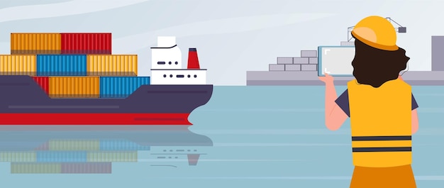 Cargo ship port banner