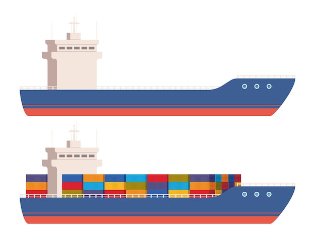 Nave da carico con container e vuoto trasporto di consegna spedizione trasporto merci