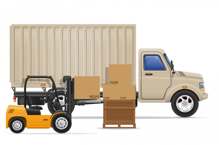 Vector cargo truck delivery and transportation goods concept vector illustration