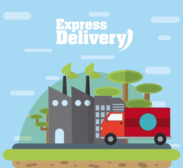 Cargo truck in factory vector illustration graphic design