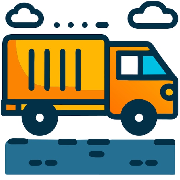иконка грузового автомобиля цветный контур