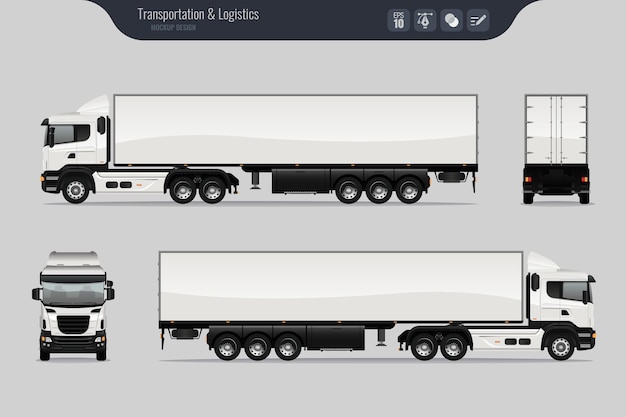 Vector cargo truck isolated realistic
