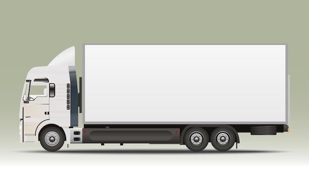 Vector cargo truck side view realistic 3d vector