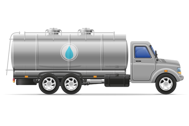 Camion da carico con serbatoio per il trasporto di liquidi isolati su sfondo bianco
