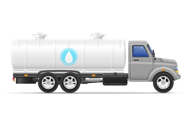 Vector cargo truck with tank for transporting liquids isolated on white background