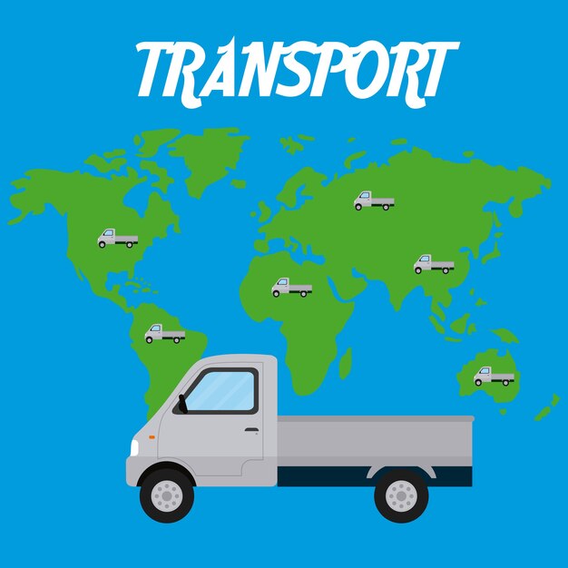 Cargo truck over world map concept vector illustration graphic design